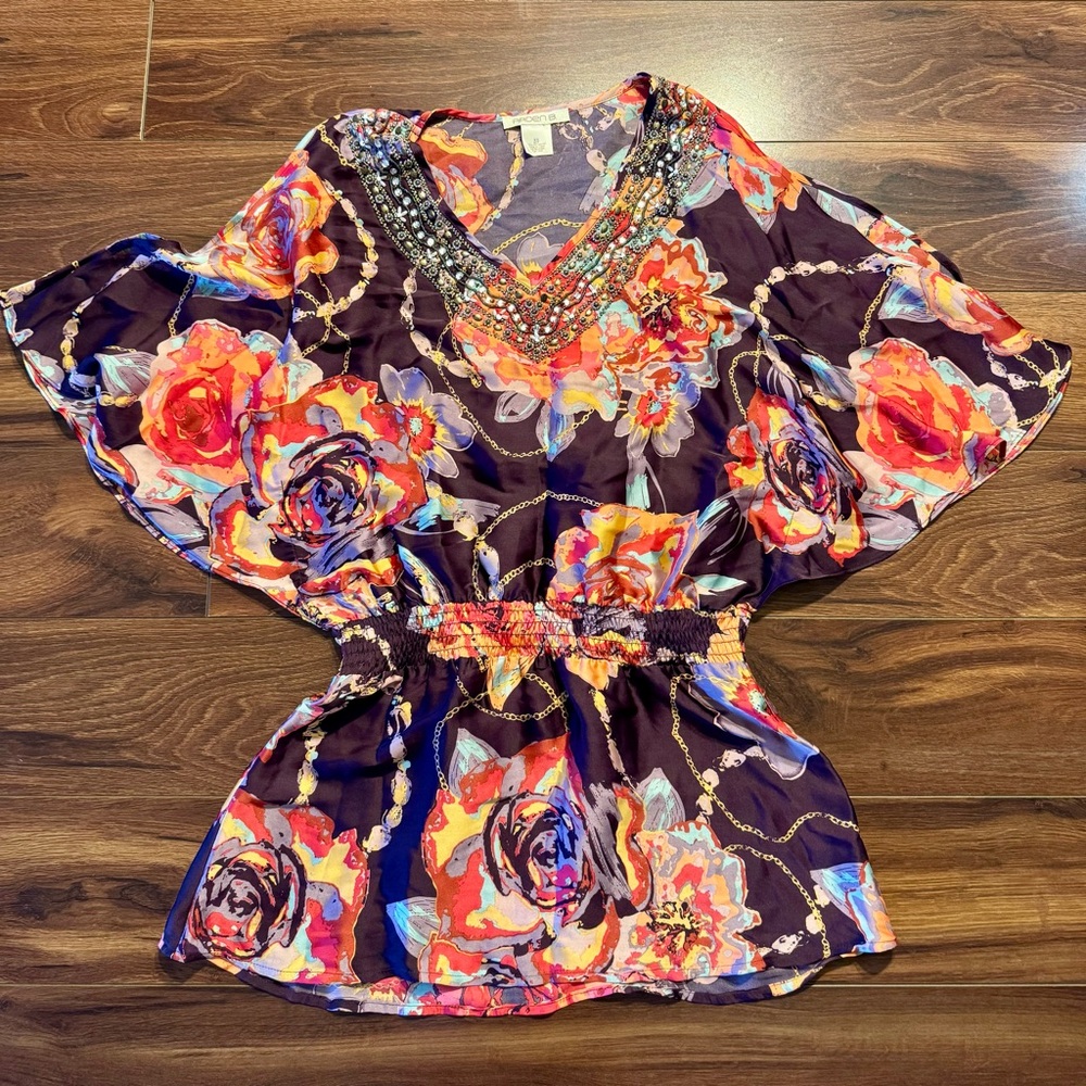 🍉Arden B Beaded Silky Top